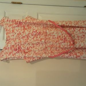 212 Collection Peach & White Short Sleeve Midi Dress Size: XLG